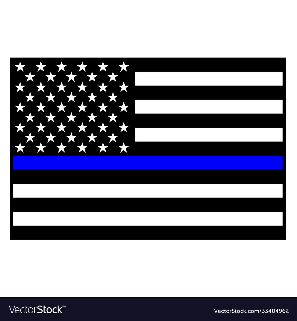 Usa police blue line flag vector image Usa police blue line flag