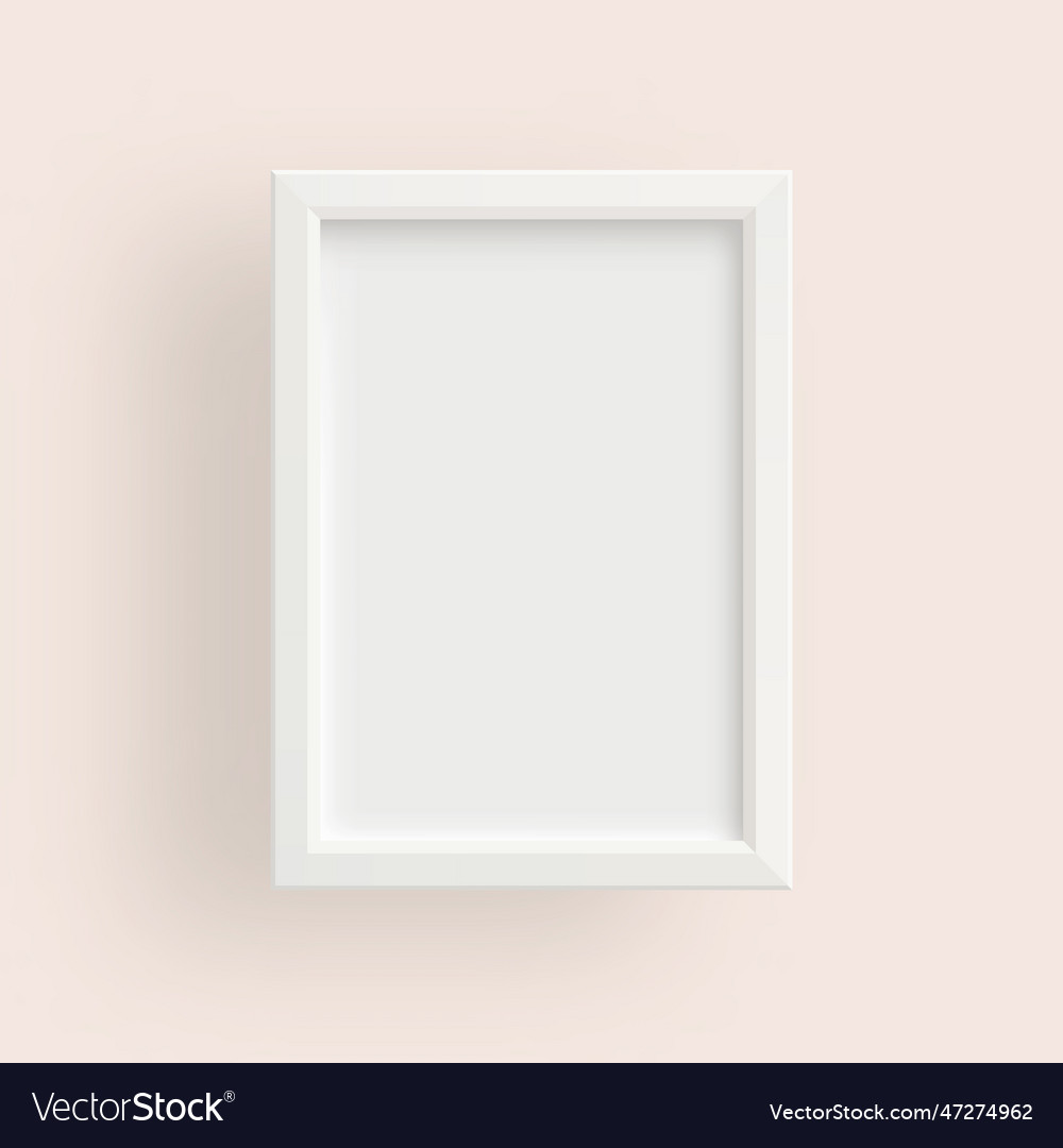 White realistic rectangular blank frame on a light vector image White realistic rectangular blank frame on a light