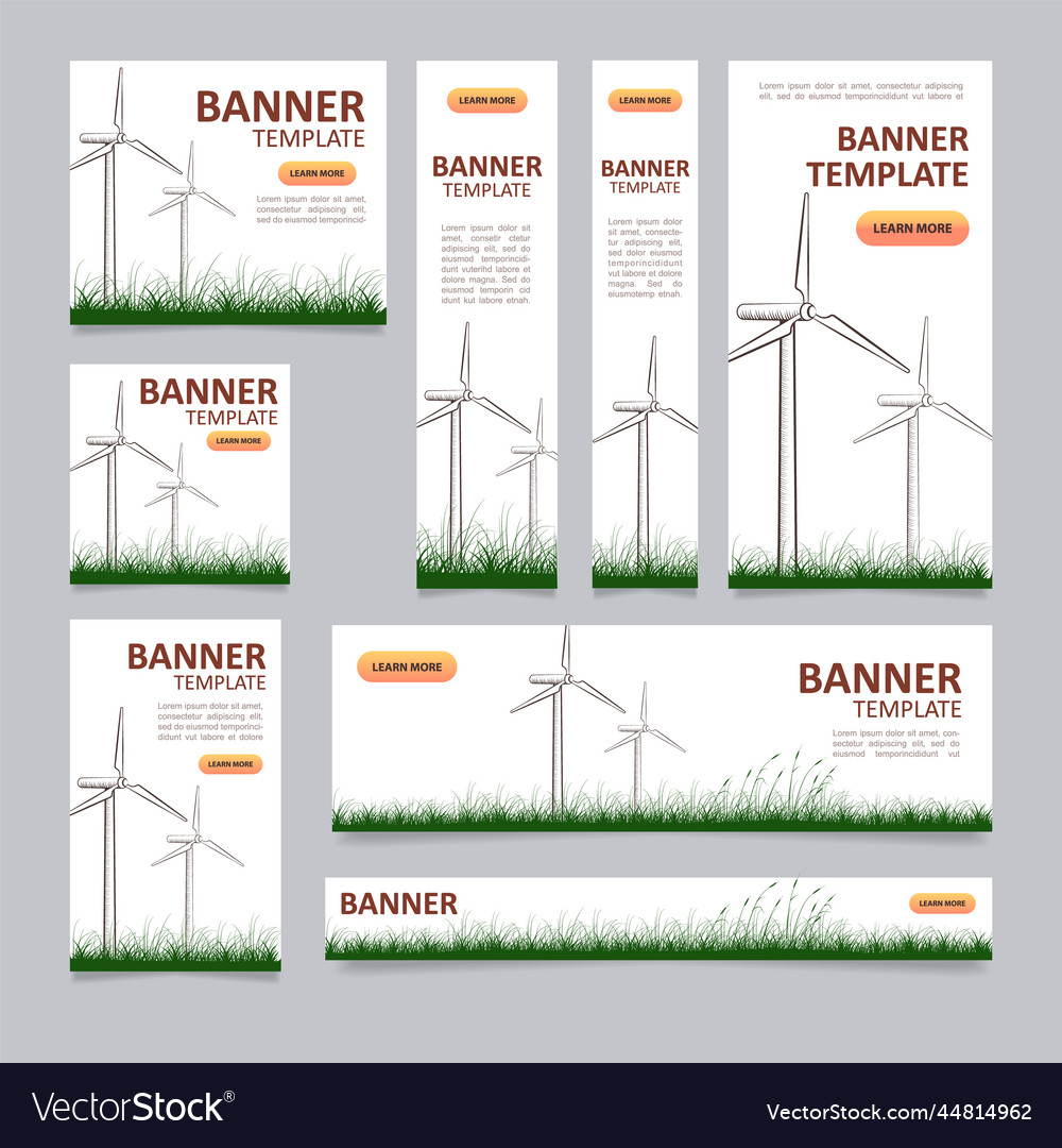 Wind turbines installation web banner design