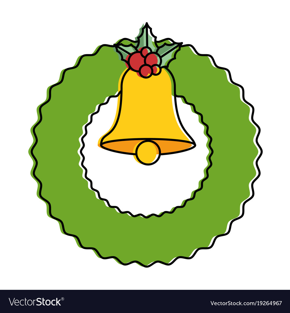 Christmas crown with bell decorative icon Vector Image