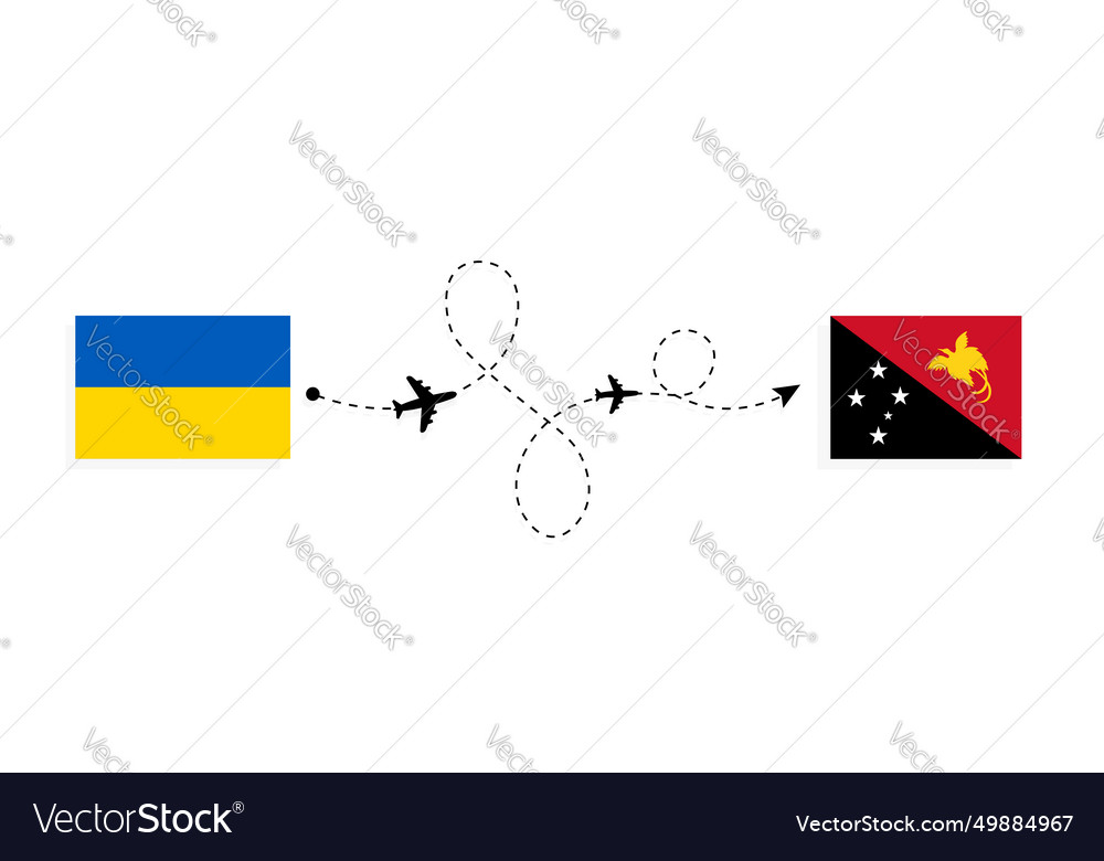 Flight and travel from ukraine to papua new vector image Flight and travel from ukraine to papua new