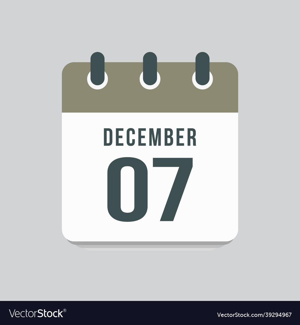 Icon day date 7 december template calendar page