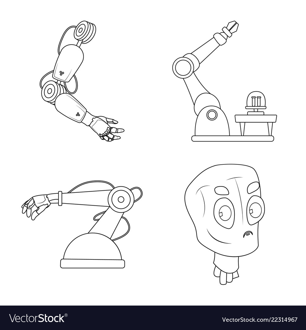 Isolated object of robot and factory symbol vector image Isolated object of robot and factory symbol