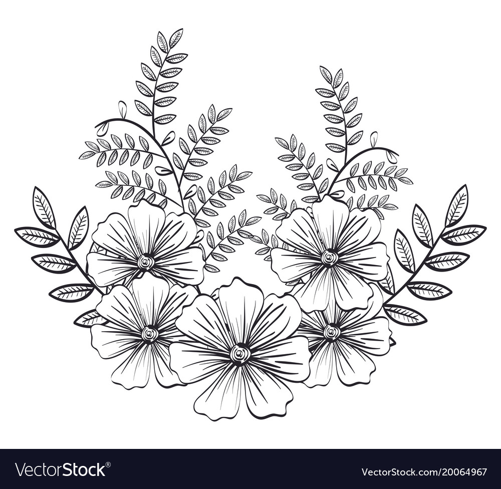 Monochrome and rustic decoration floral Royalty Free Vector