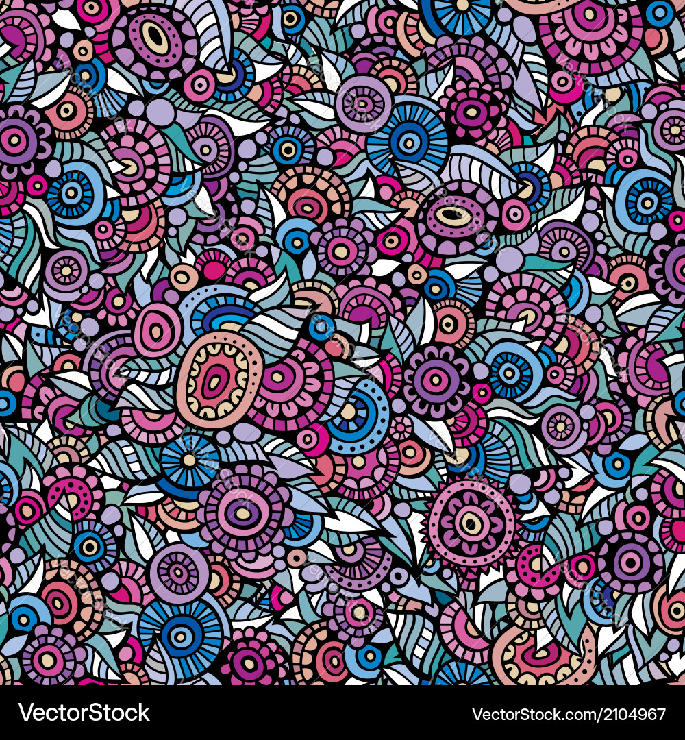 Seamless doodle floral pattern Royalty Free Vector Image