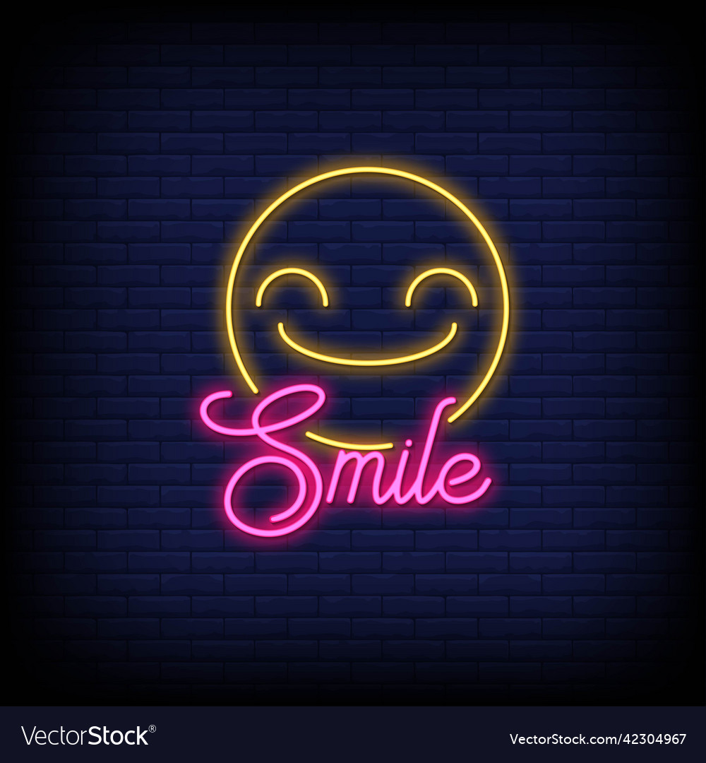 Smile neon signs style text Royalty Free Vector Image