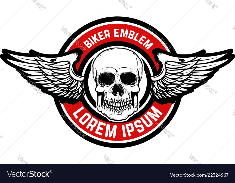 Template of the emblem of racer club skull with Vector Image