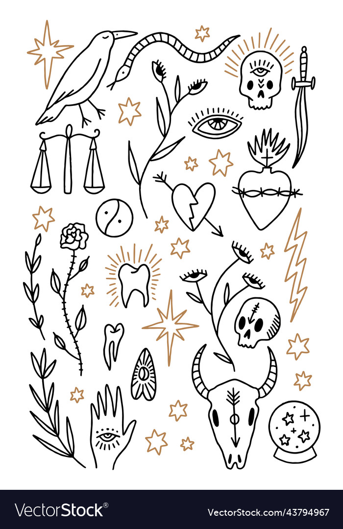 Western magic bundle collection of hand drawn Vector Image