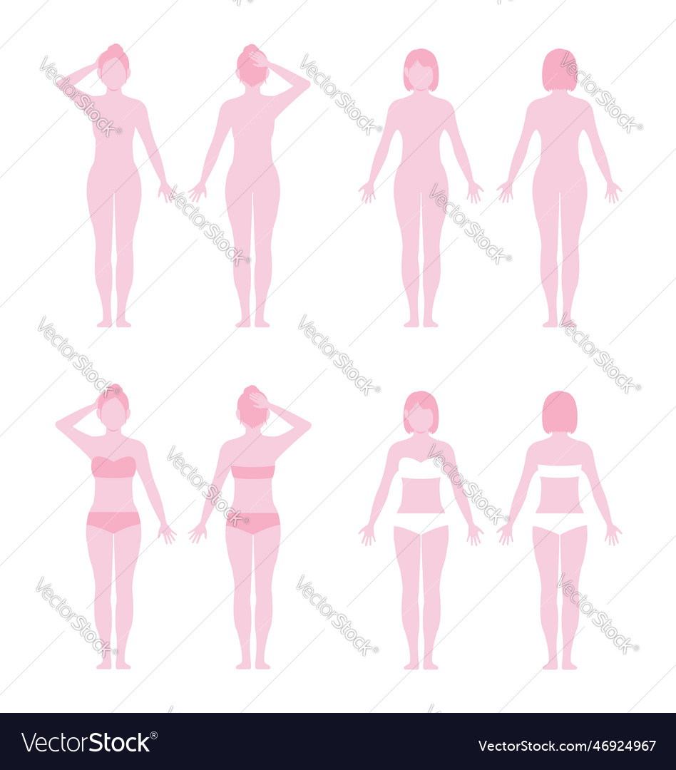 Womans full body silhouette set Royalty Free Vector Image