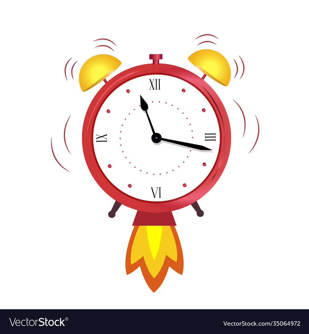 Alarm clock red wakeup time concept quickly Vector Image