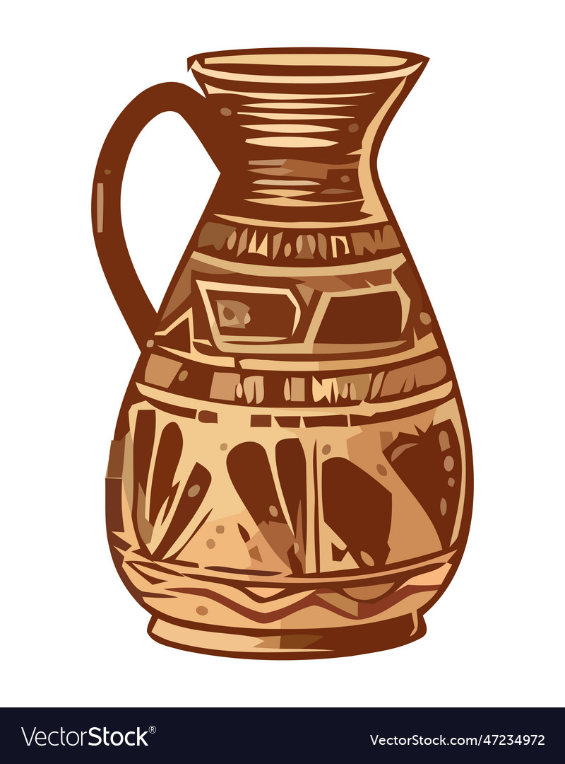 An Ornate Terracotta Jug Ancient Souvenir Vector Image