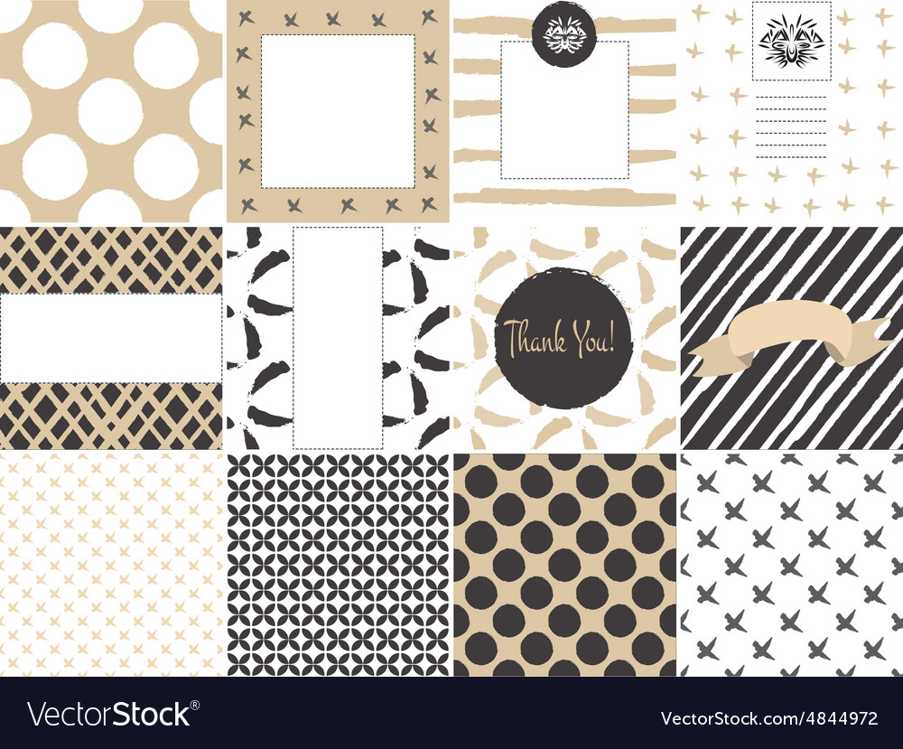 Card set template with seamless patterns in gold
