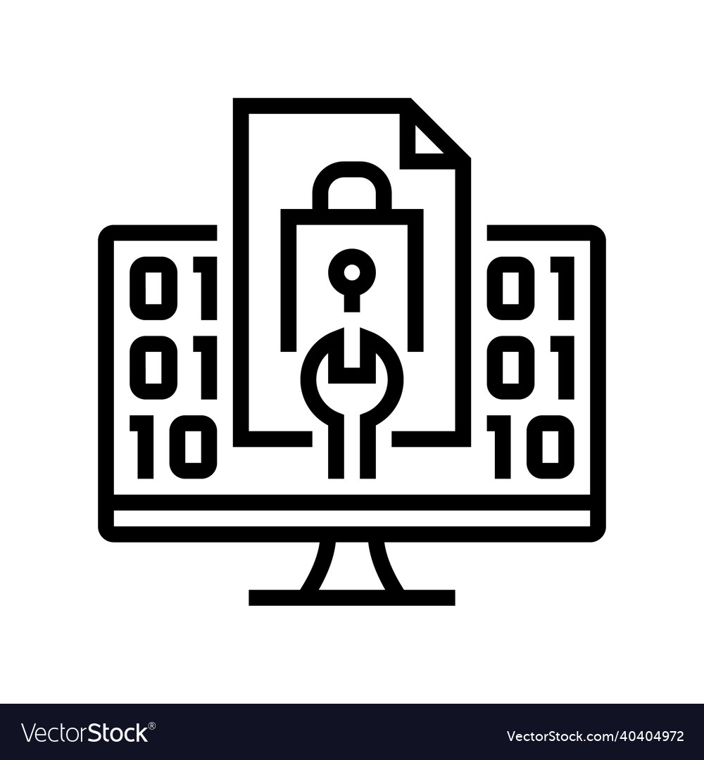 Closed source software line icon vector image Closed source software line icon