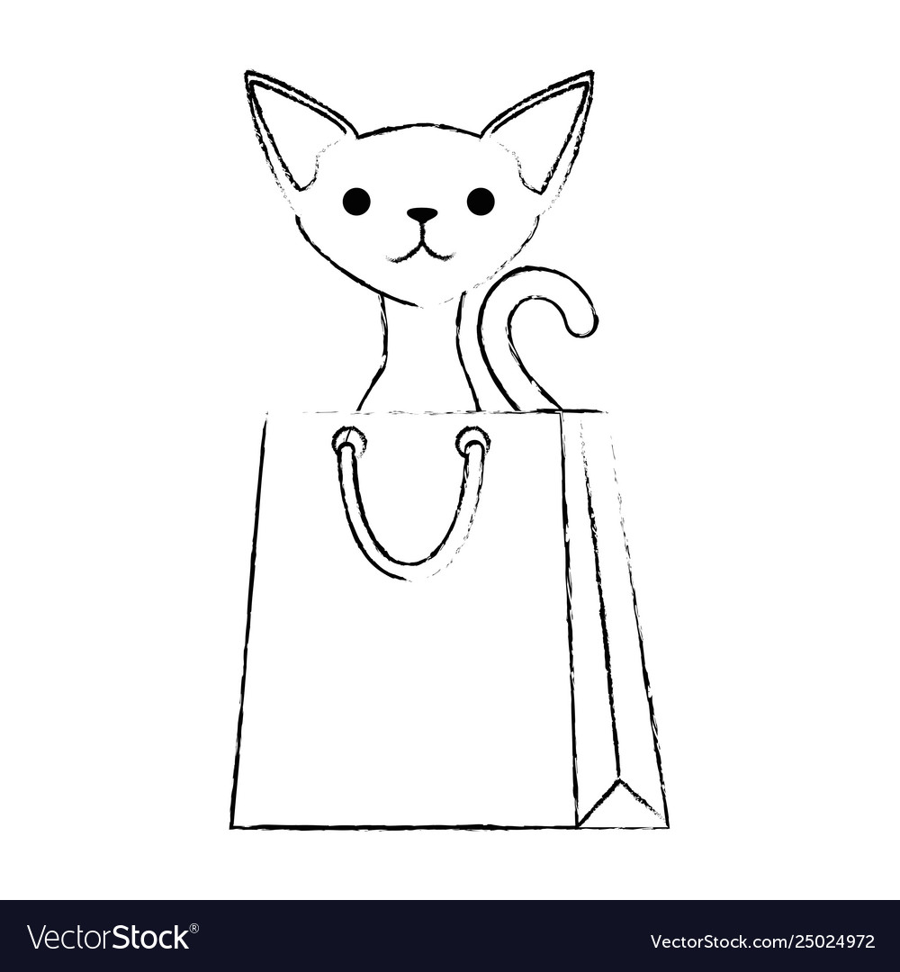 Cute cat mascot in shopping bag character