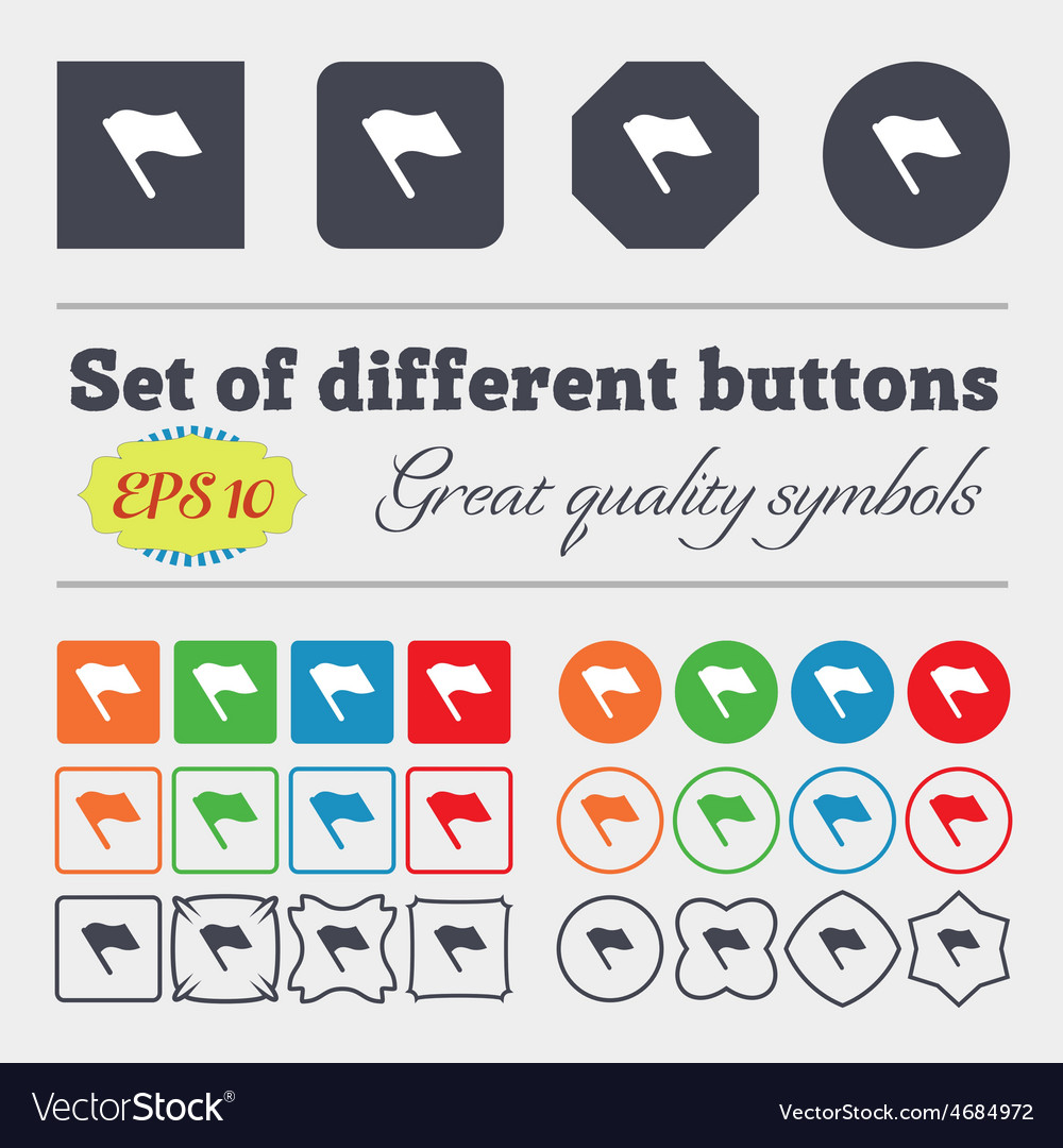 Finish start flag icon sign big set of colorful Vector Image