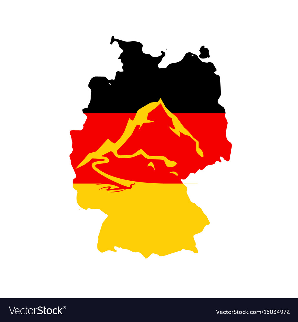 Flagge der Deutschen mit Kaption - deutsche Alpen