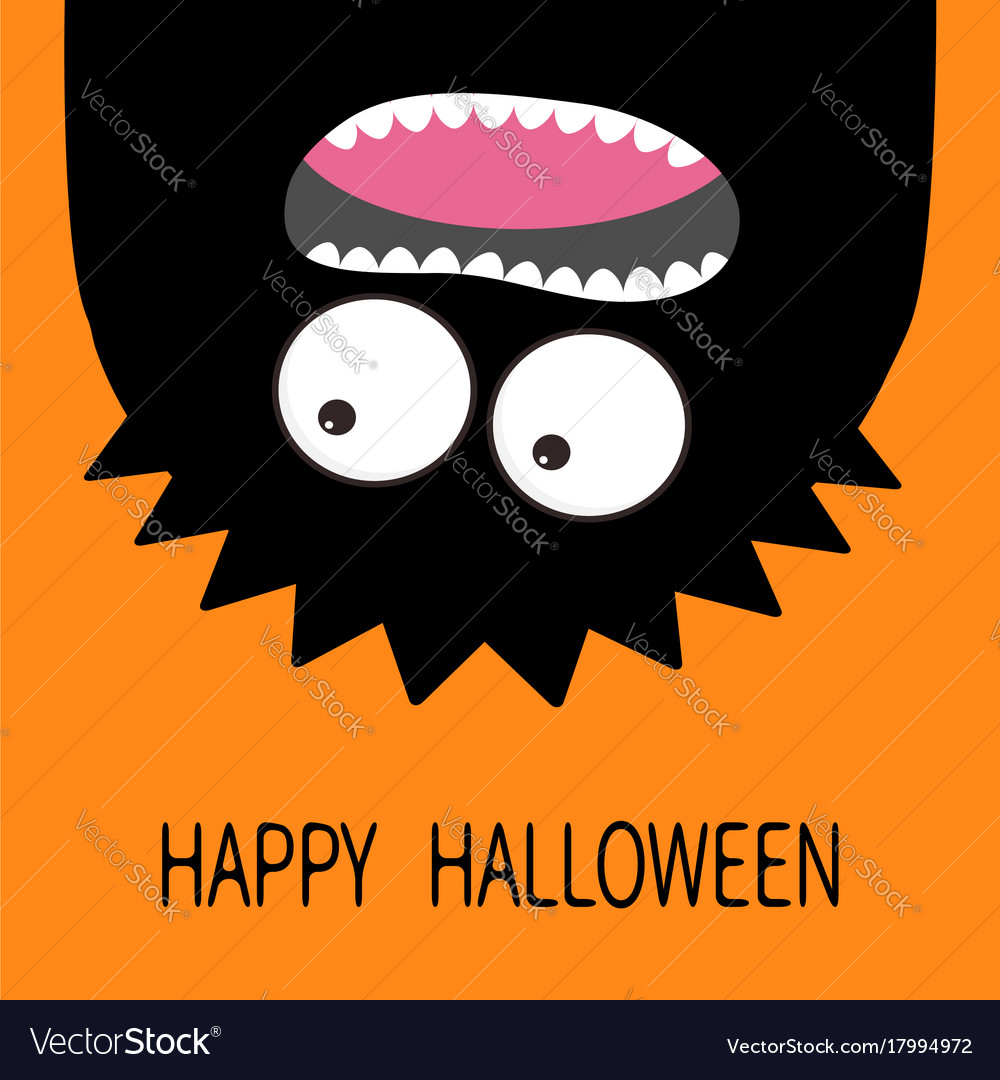 Happy halloween card monster head silhouette two