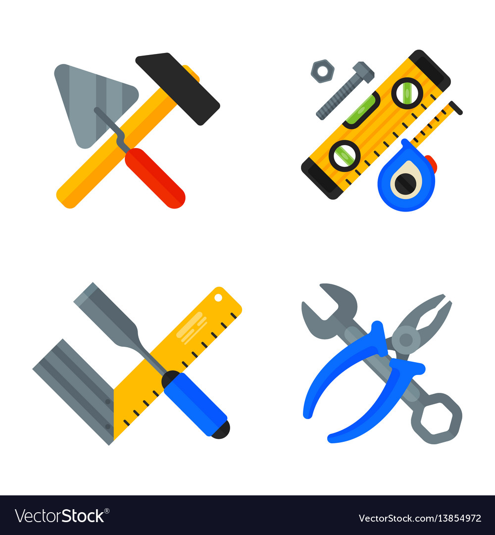 Home repair tools icons working construction