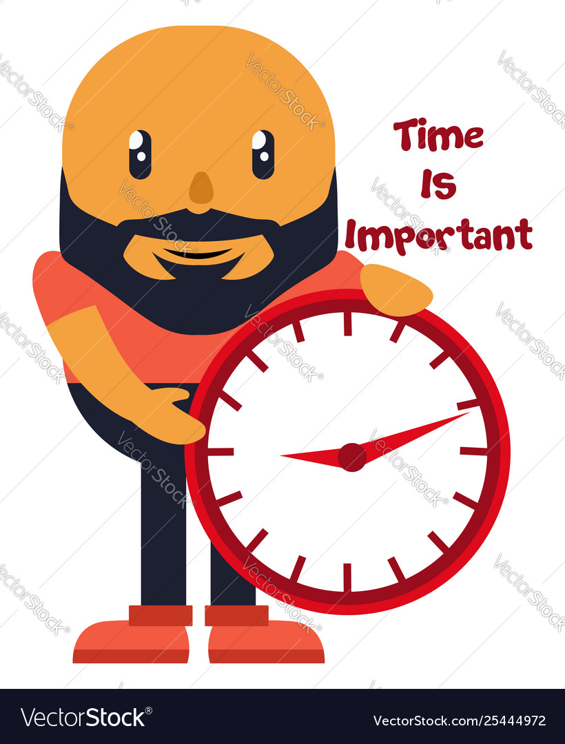 Man with big clock on white background