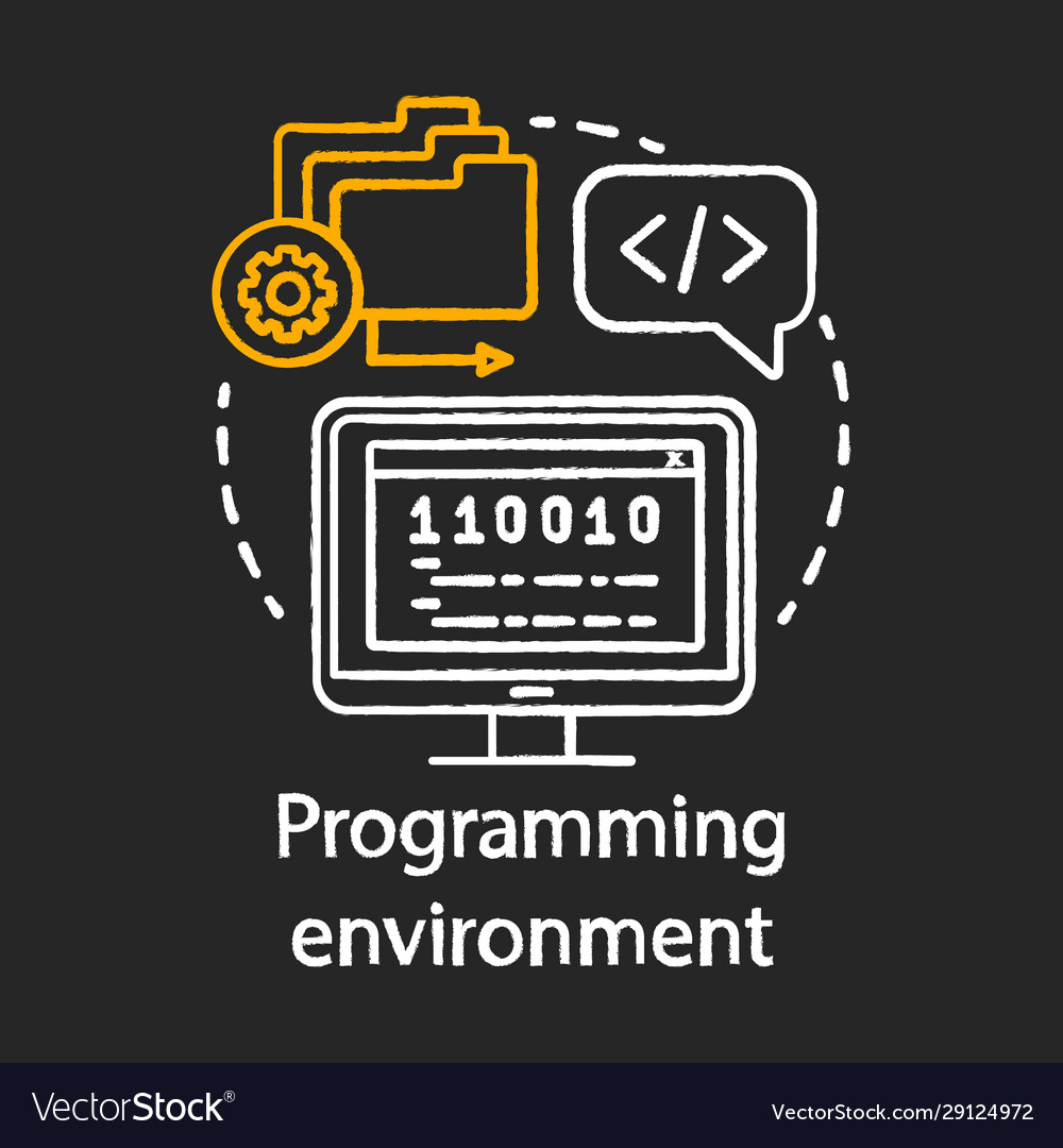 Programming environment language chalk concept Vector Image