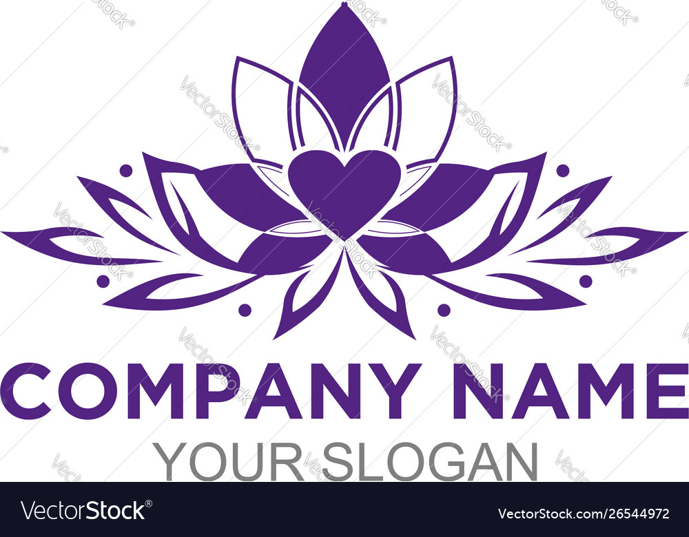 Purple love flower logo design