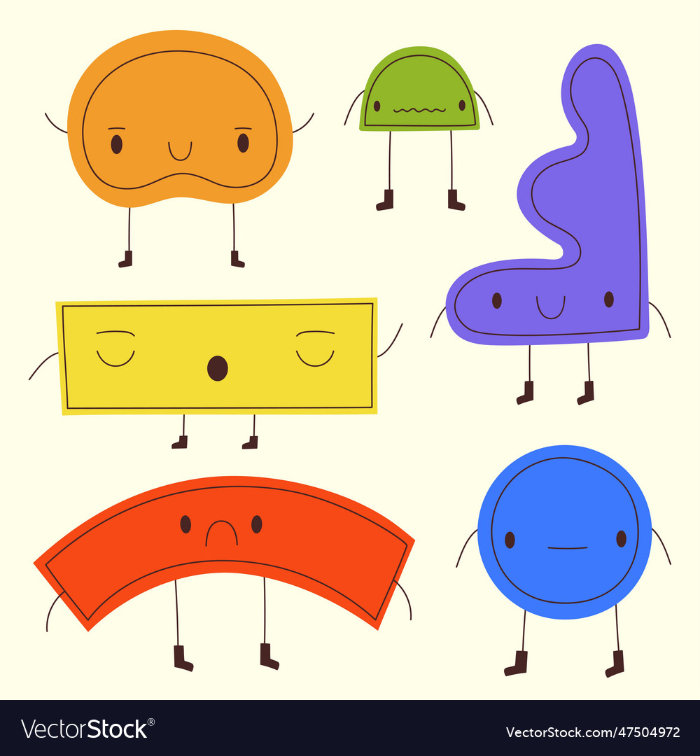 Set with colored shapes of paper smiling vector image Set with colored shapes of paper smiling