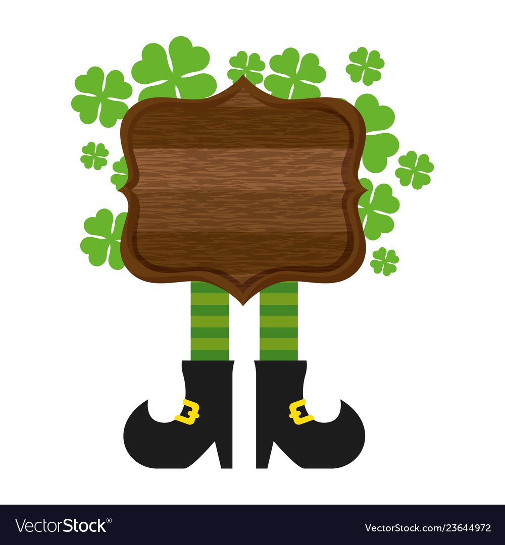 St patricks day legs elf with wooden label