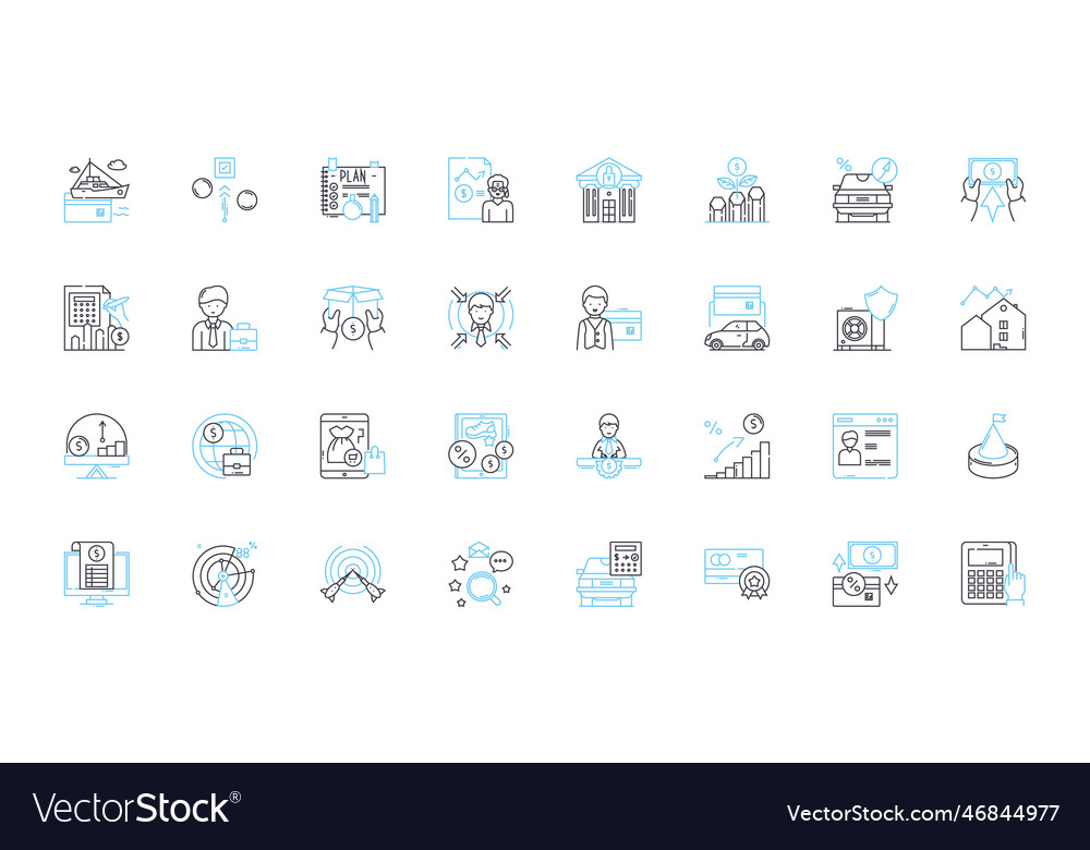 Accounting linear icons set balance ledger