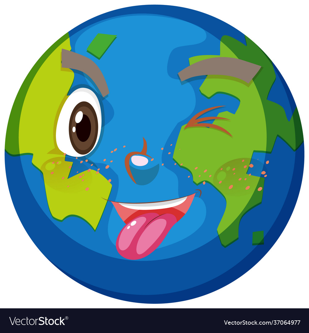 Earth cartoon character with naughty face