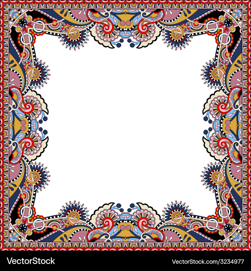 Floral vintage frame ukrainian ethnic style Vector Image