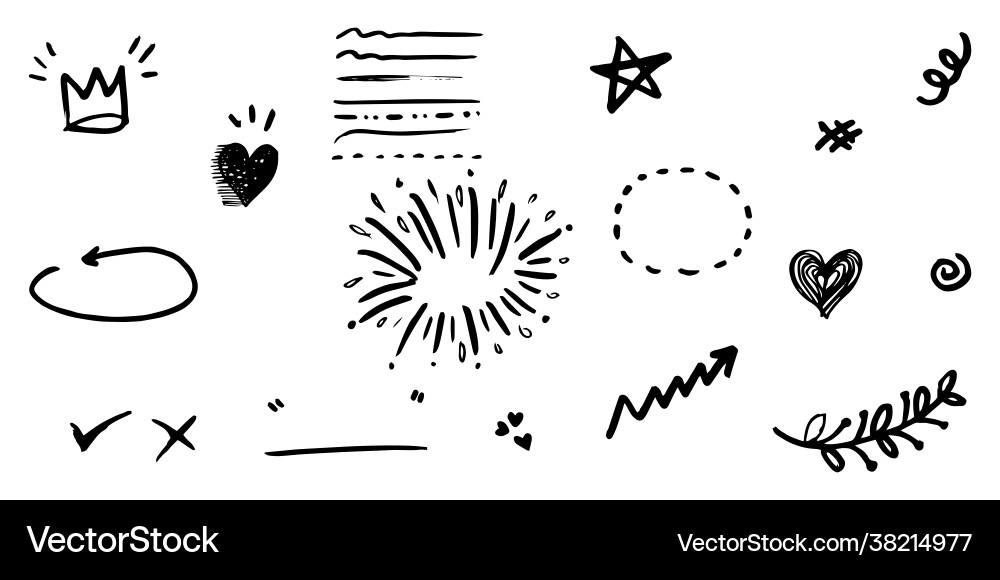 Hand drawn set curly swishes swashes swoops Vector Image
