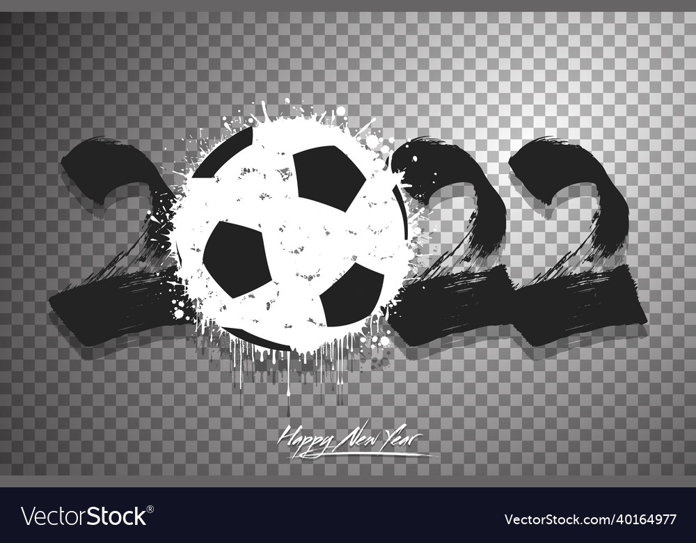 Happy new year 2022 and soccer ball Royalty Free Vector