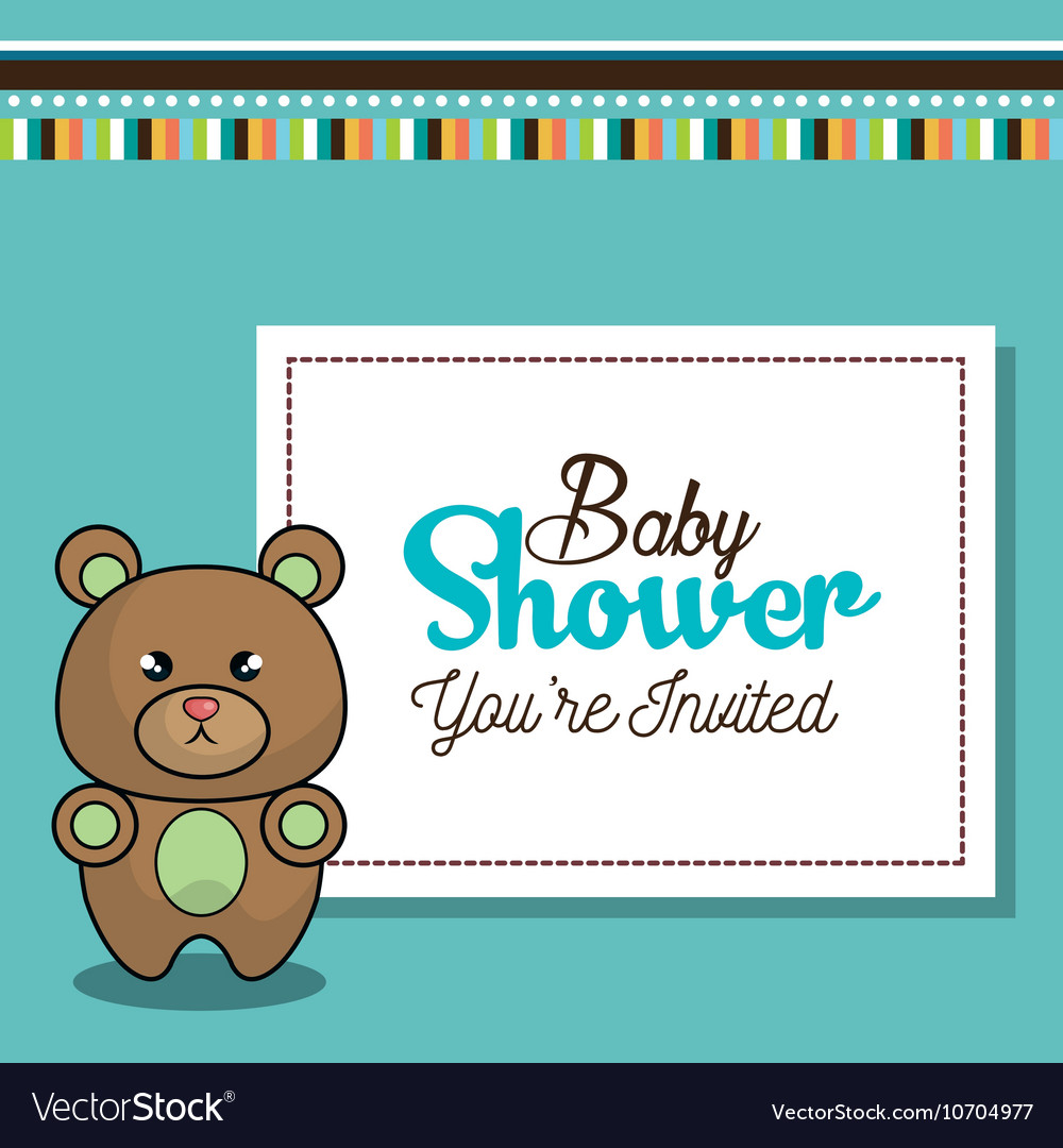 Invitation baby shower card with bear design Vector Image