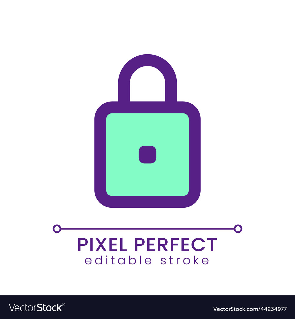 Padlock pixel perfect rgb color ui icon vector image Padlock pixel perfect rgb color ui icon