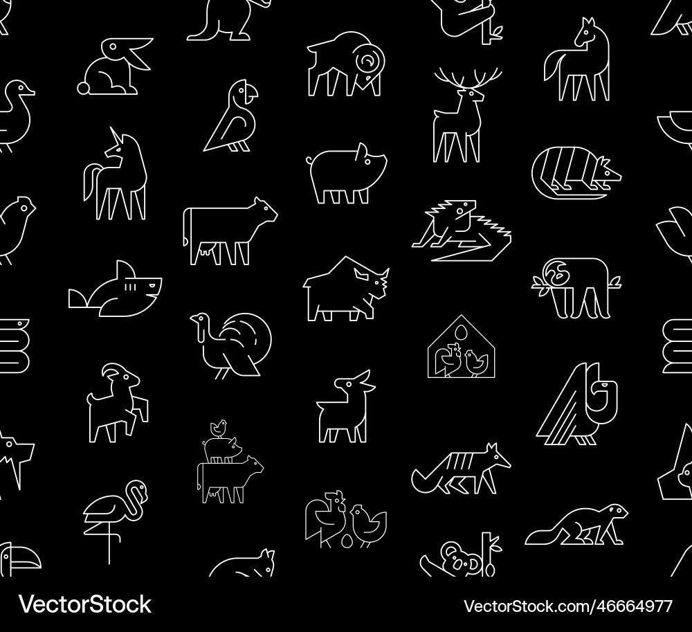 Seamless pattern with animals logos Royalty Free Vector