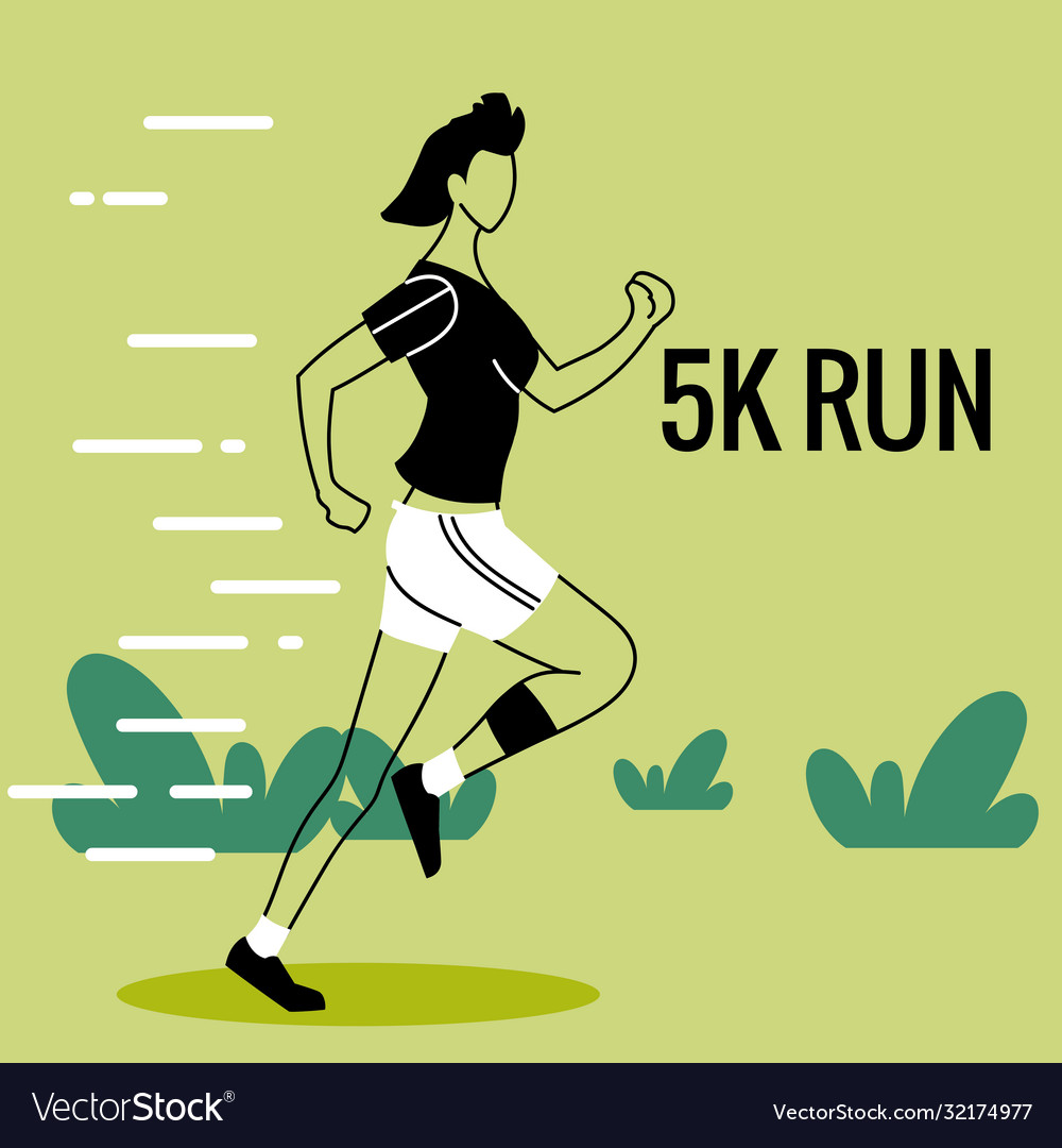 Woman avatar running and 5k run design Royalty Free Vector