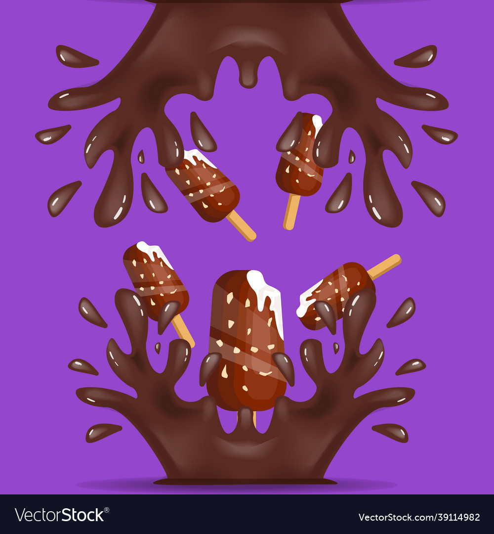 Chocolate ice cream with a splash of Royalty Free Vector