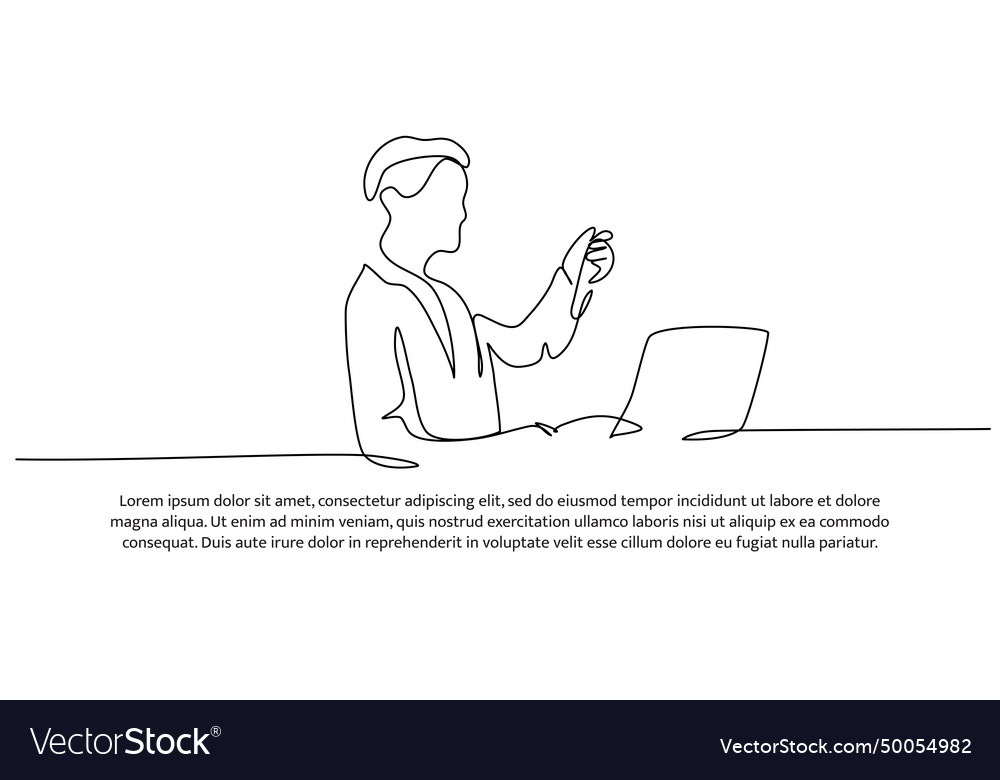 Continuous line design of the man doing lab vector image Continuous line design of the man doing lab