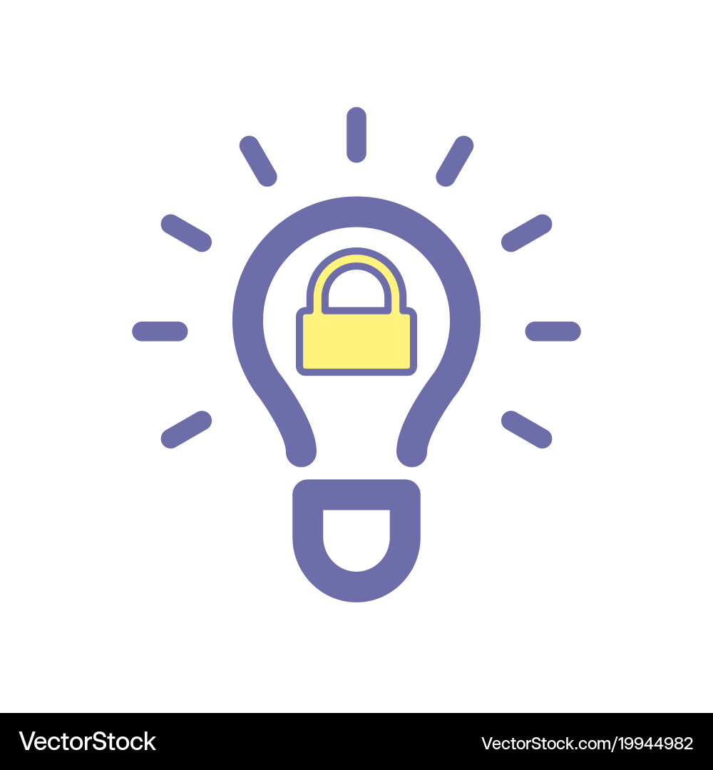 Light bulb idea lock icon Royalty Free Vector Image