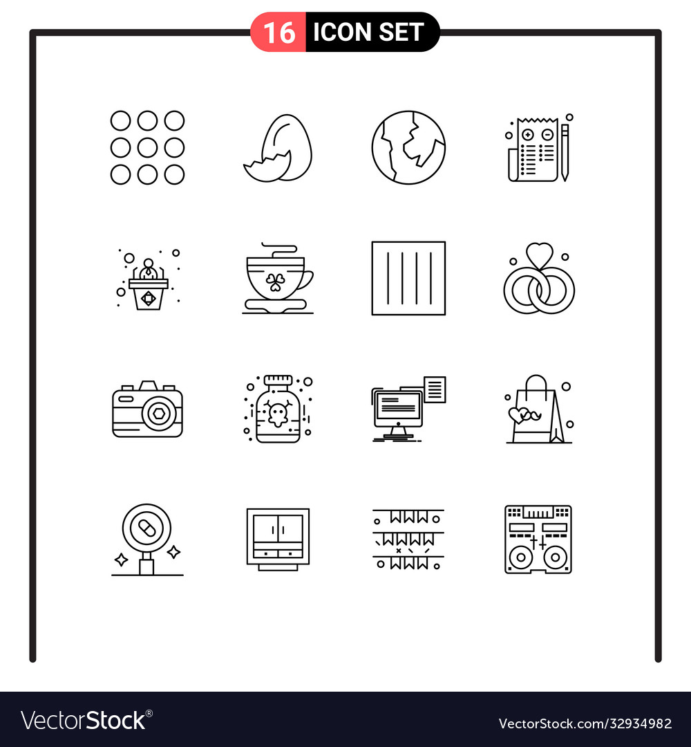 Modern set 16 outlines pictograph tea Royalty Free Vector