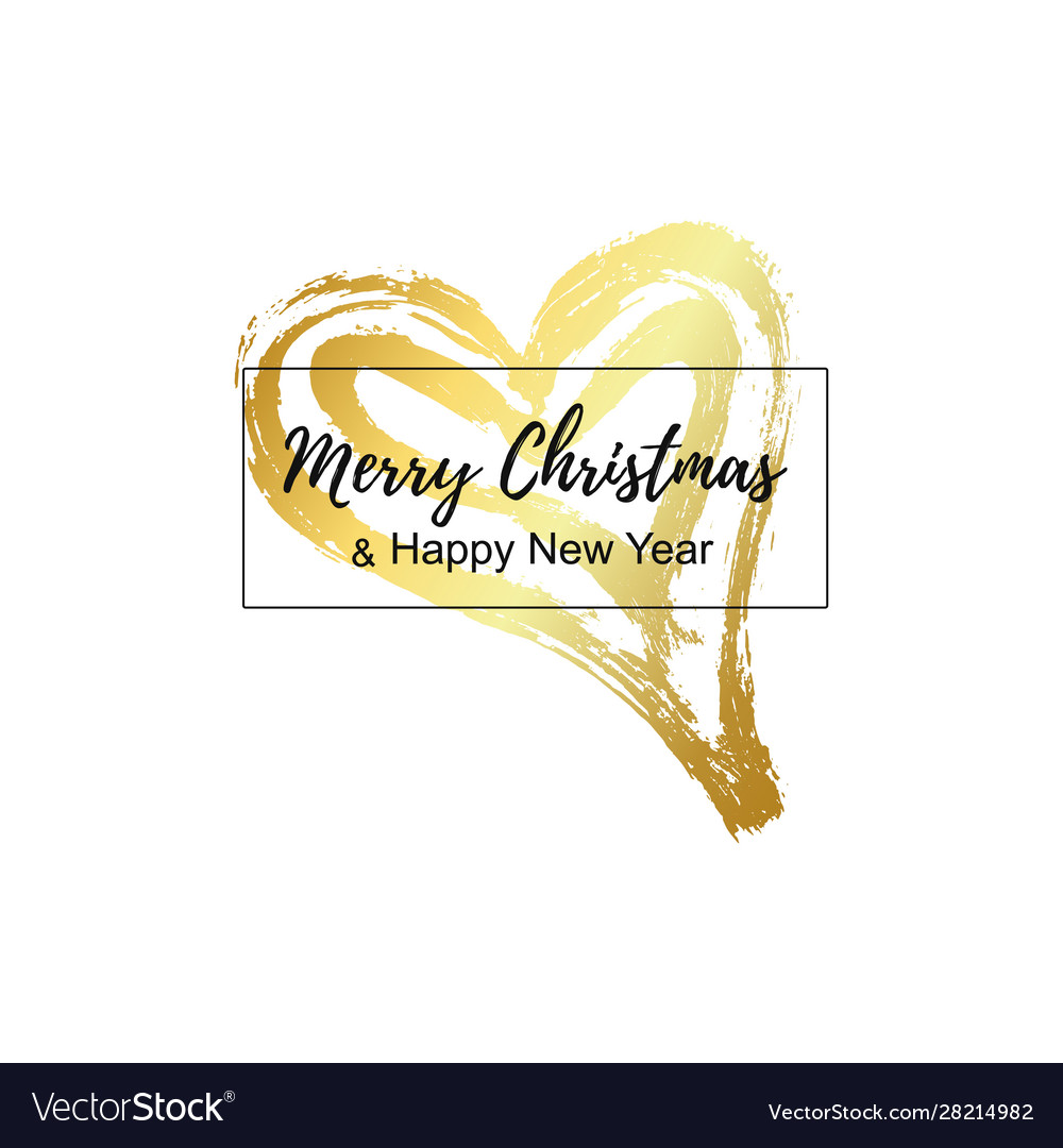 New year card on golden heart