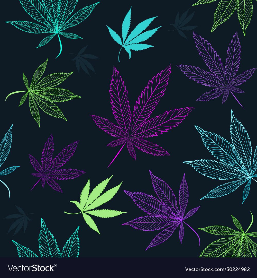 Seamless colorful cannabies pattern