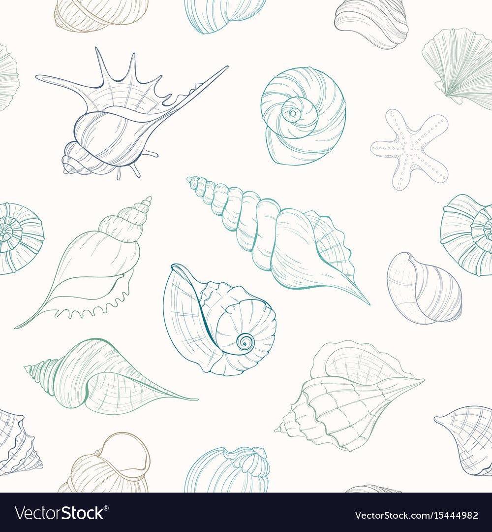 Seashell seamless pattern