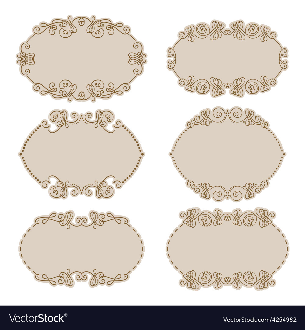 Set gold decorative borders frame Royalty Free Vector Image