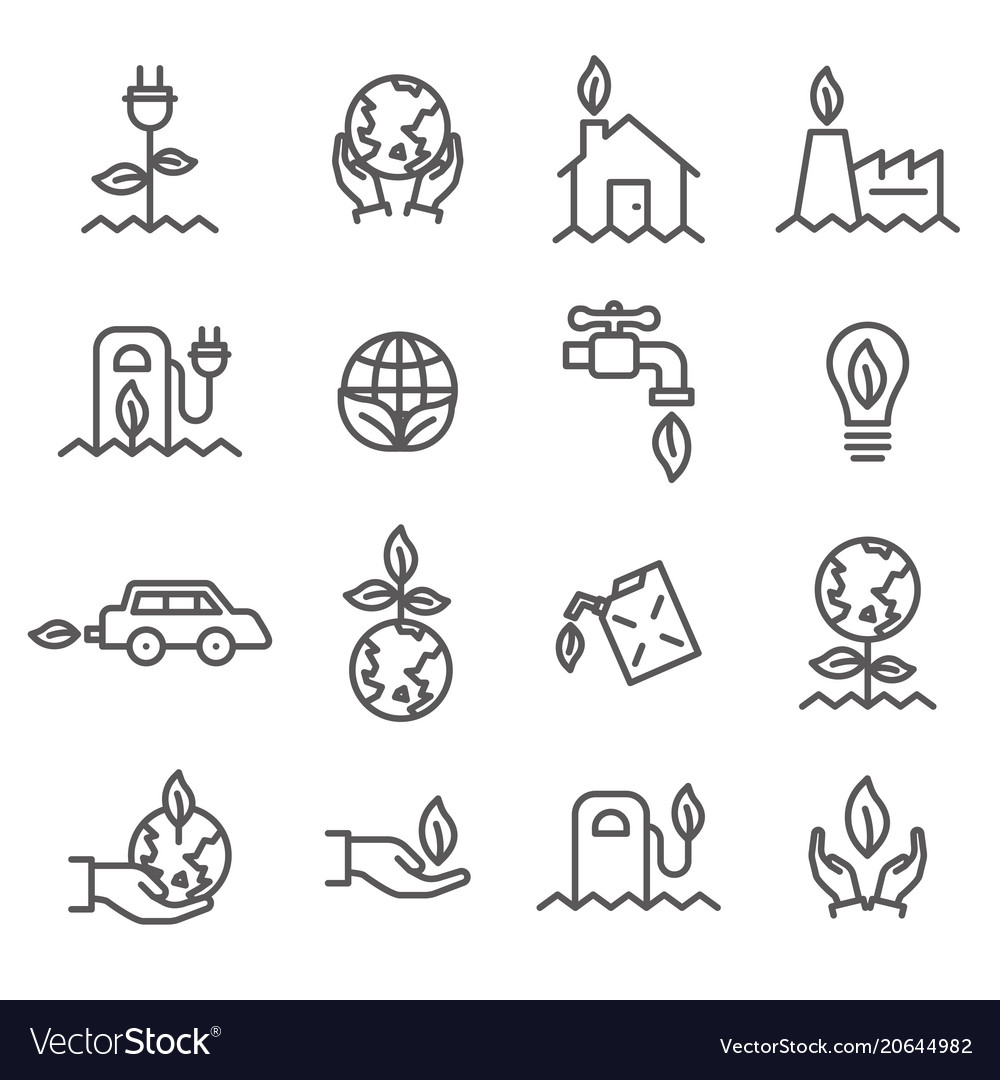 Simple set of ecology related outline icons Vector Image