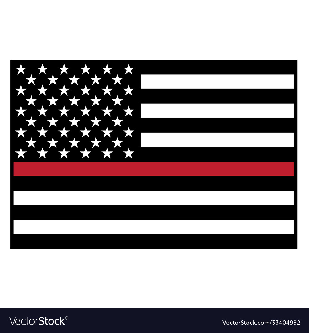 Usa firefighter red line flag Royalty Free Vector Image