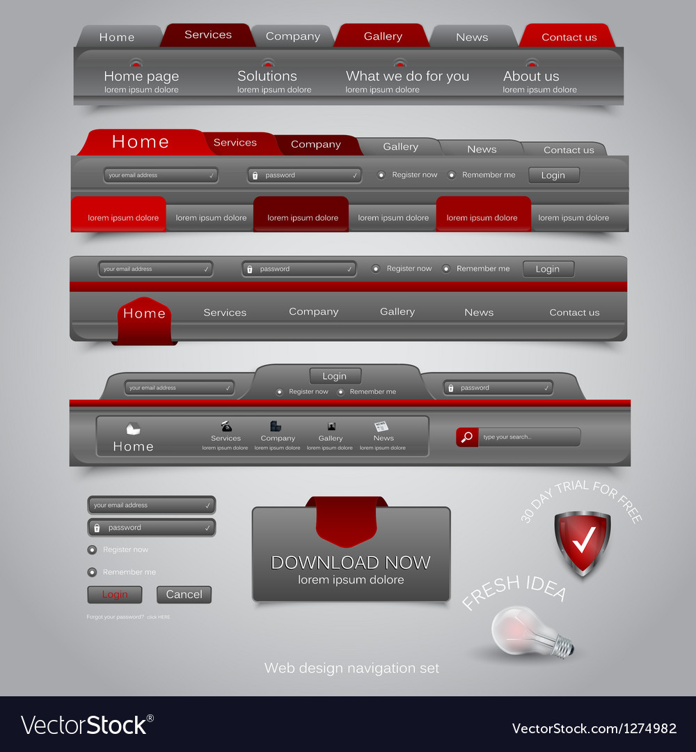 Web site navigation menu pack 21 Royalty Free Vector Image