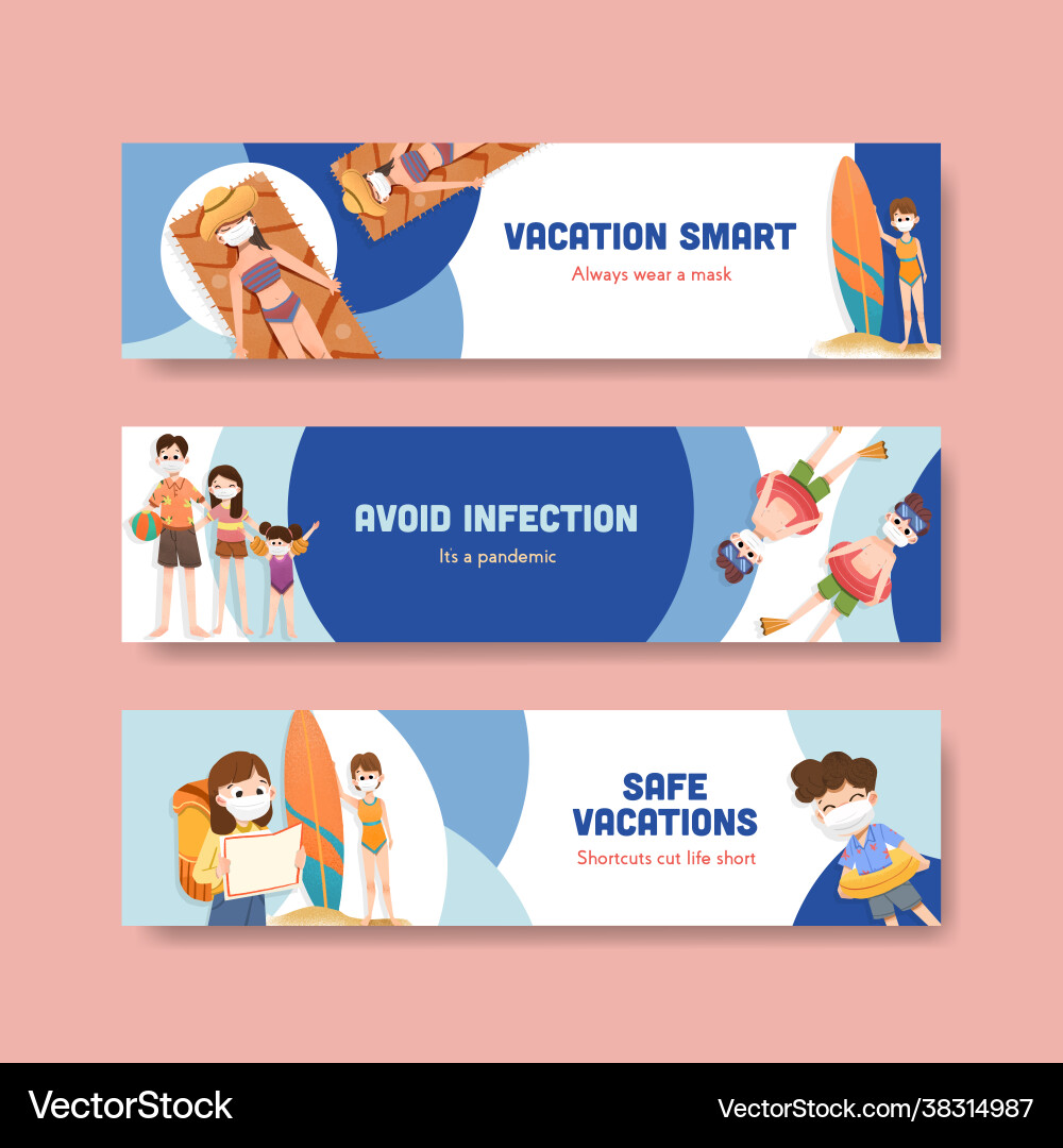 Banner template with covid-19 prevention concept Vector Image