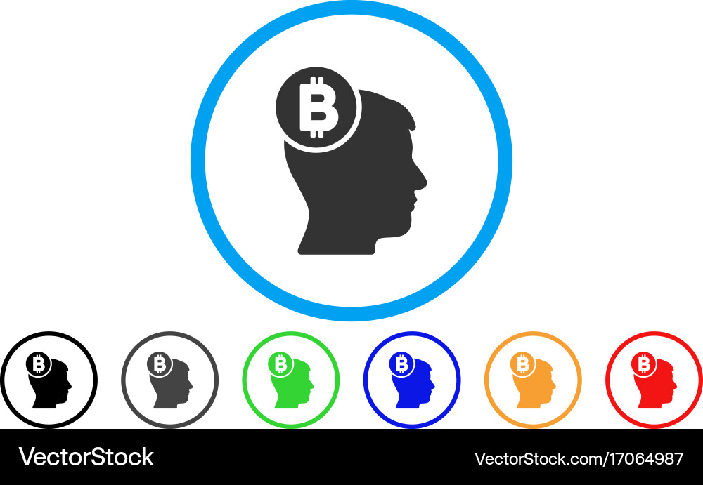 Bitcoin mind head flat icon Royalty Free Vector Image
