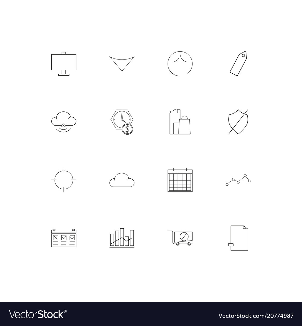Business linear thin icons set outlined simple